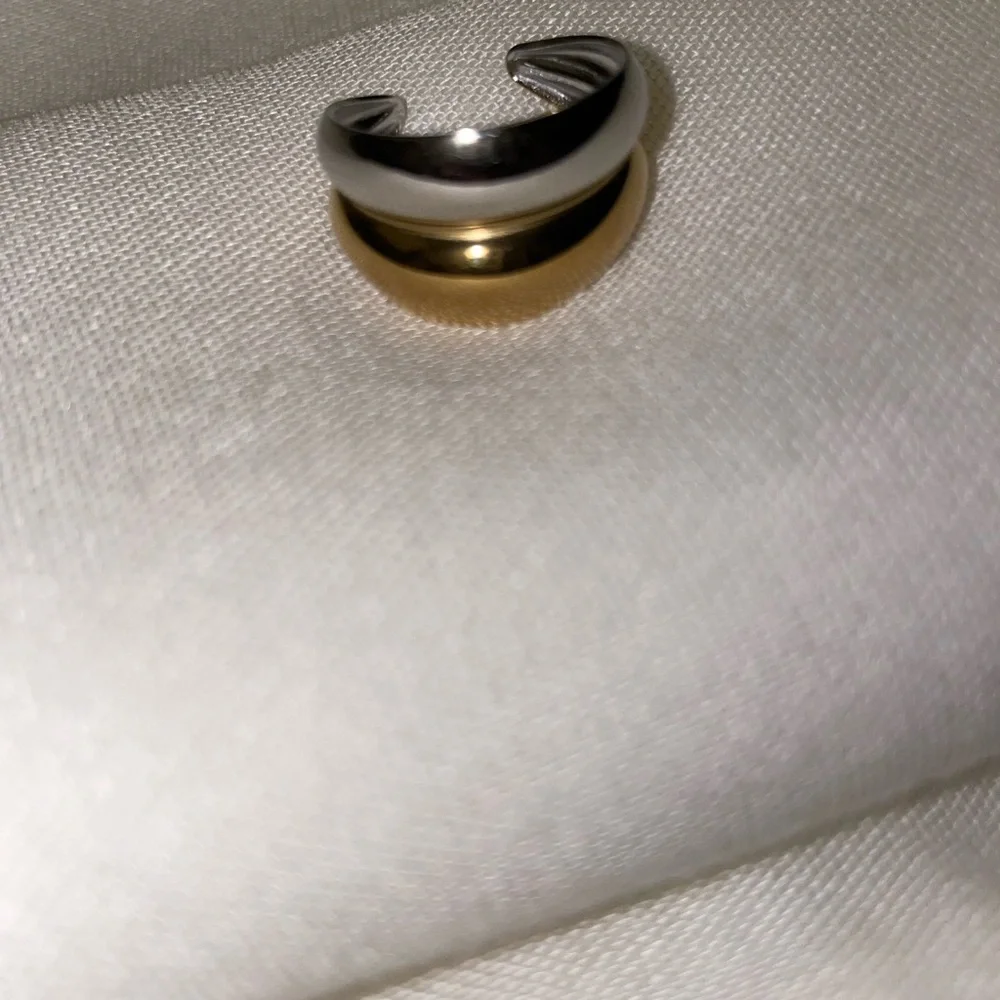 18K Gold-Plated Delicate Two-Tone Gold & Silver Open Ring